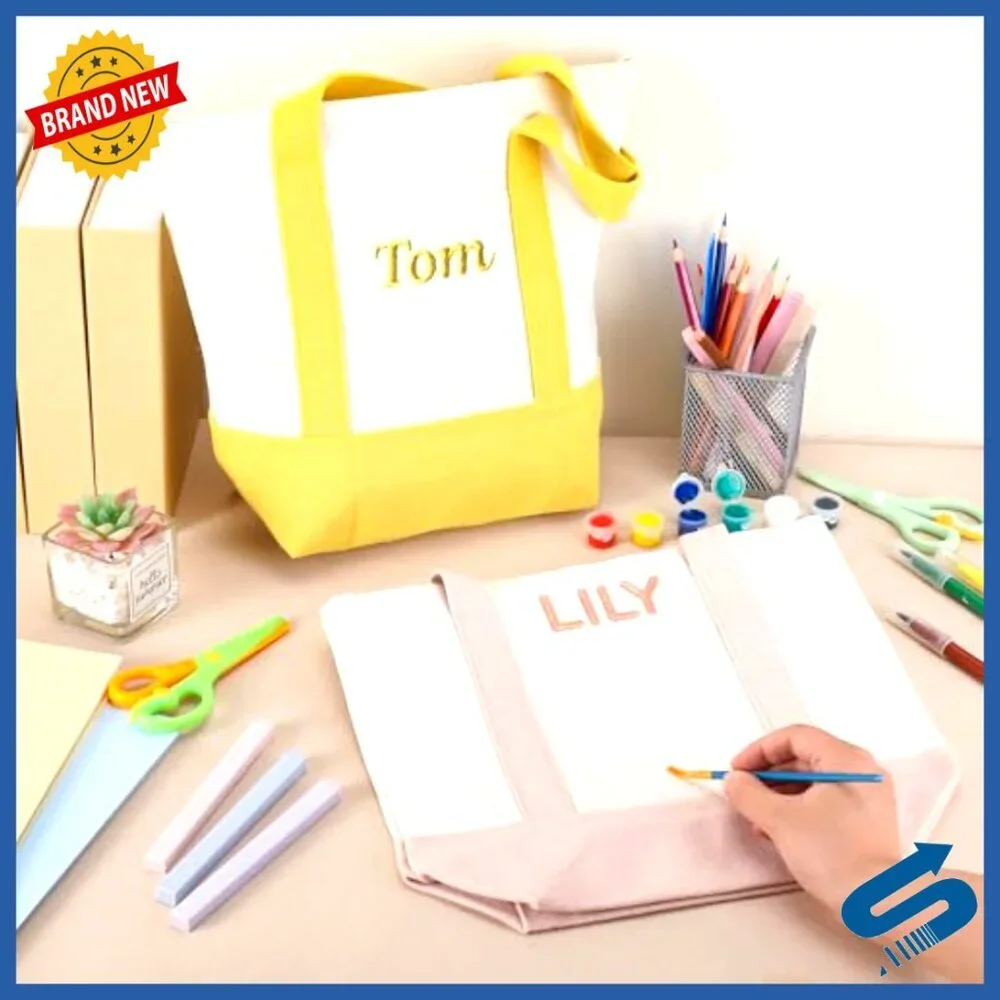 Mini Canvas Tote Bag Heavy Duty Reusable Shopping Bag with Pocket Handle